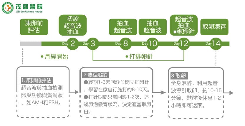 茂盛醫院生殖醫學中心＿凍卵流程圖